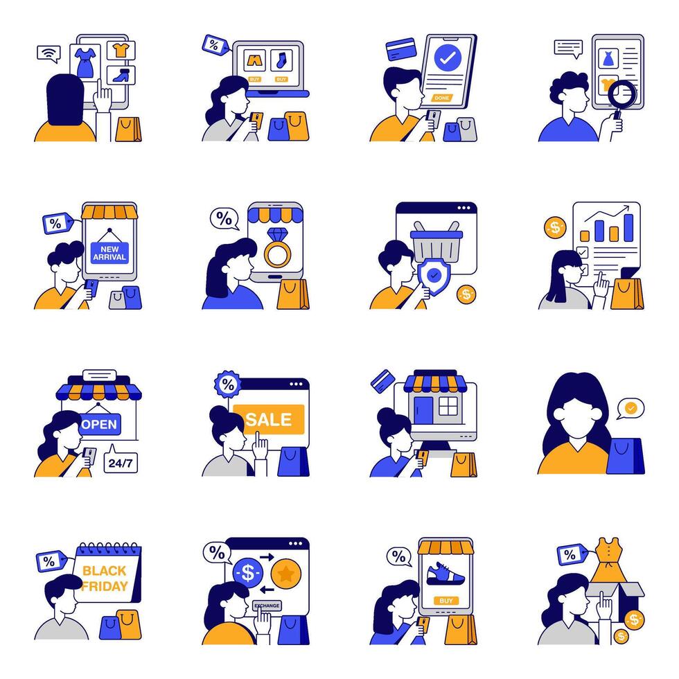 Set of Shopping and Buy Flat Icons vector