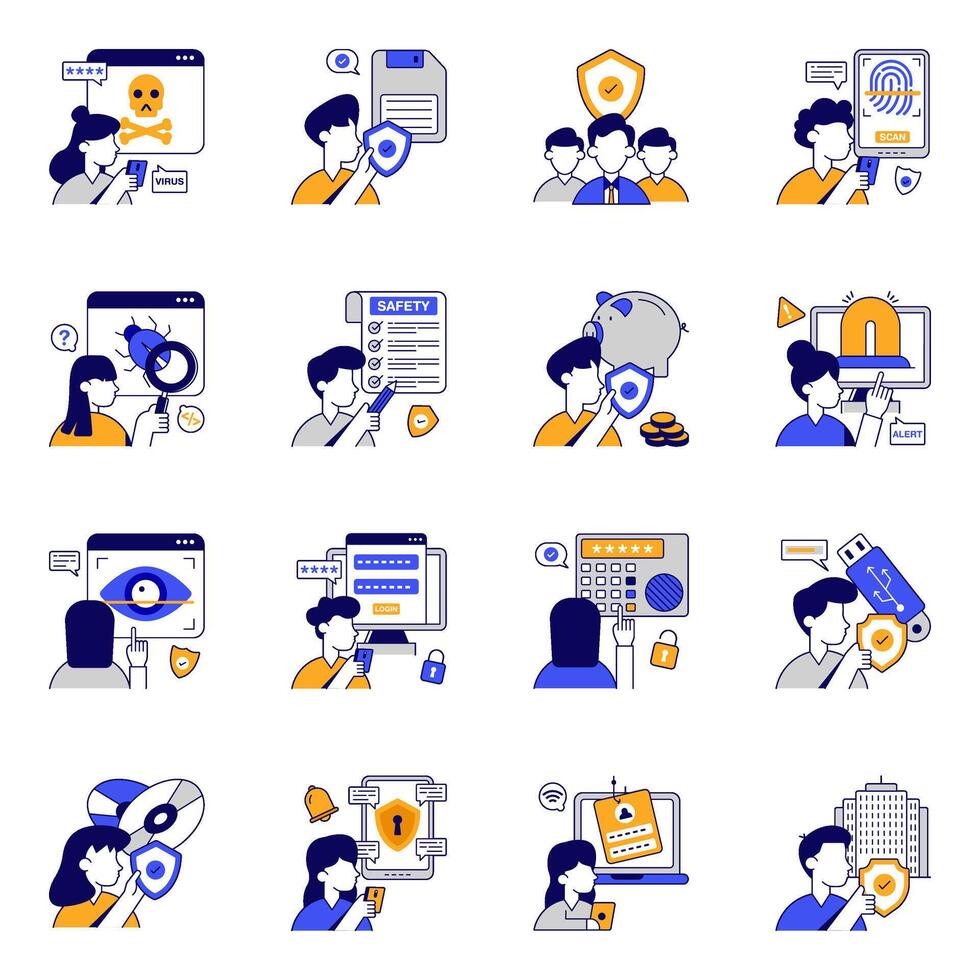 Modern Set of Protection Flat Icons vector