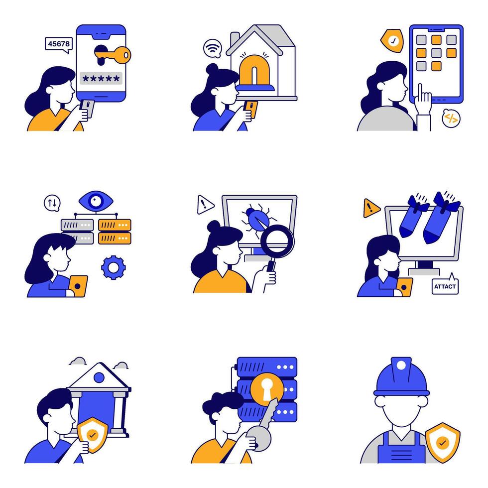 Set of Encryption Flat Icons vector