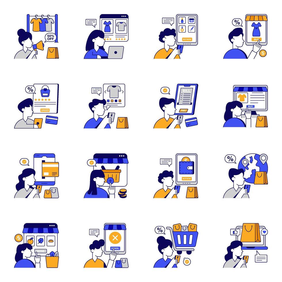 Modern Set of Shopping Flat Icons vector