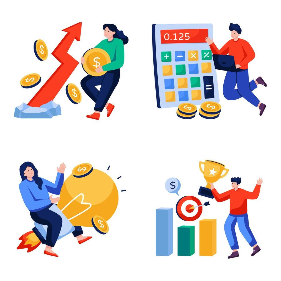 Set of Finance Flat Illustrations vector
