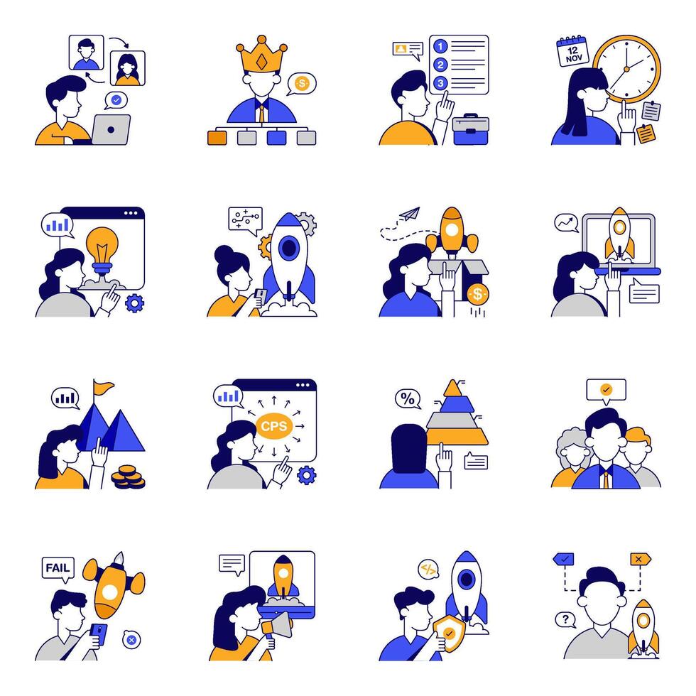 Modern Set of Initiation Flat Icons vector