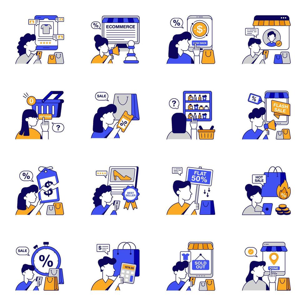 Modern Set of Ecommerce Flat Icons vector