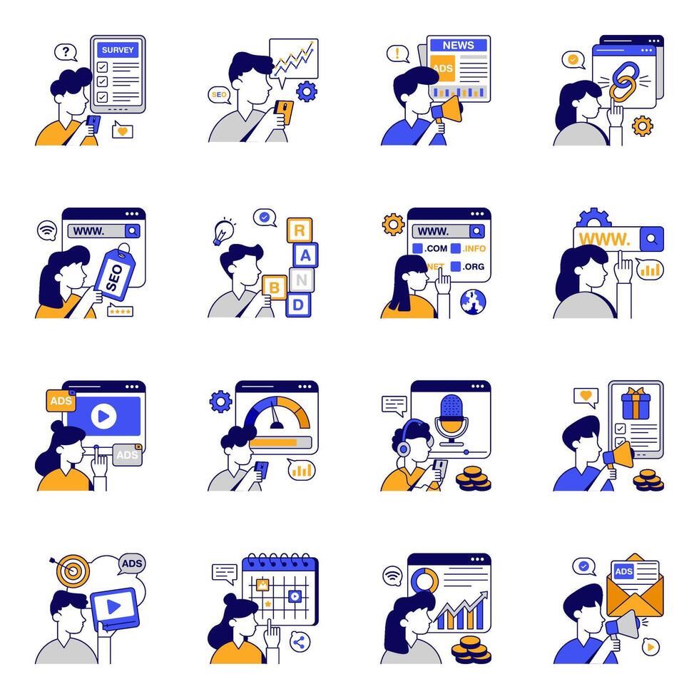 Set of Digital Marketing Flat Icons vector