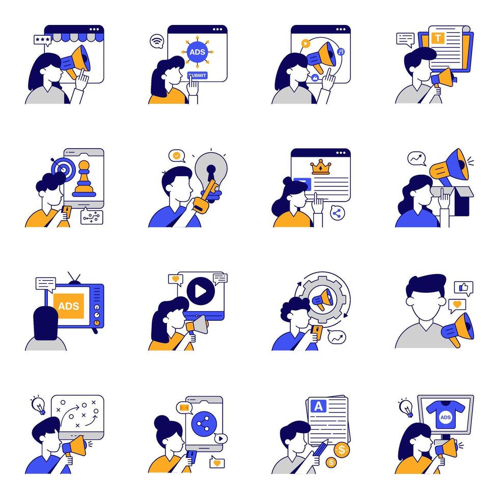 Set of Publicity Flat Icons vector