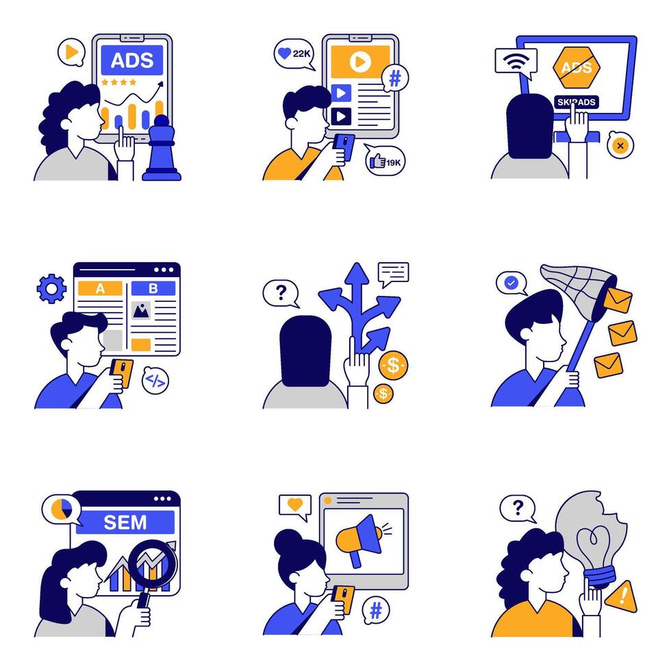 Modern Set of Marketing and Campaign Flat Icons vector