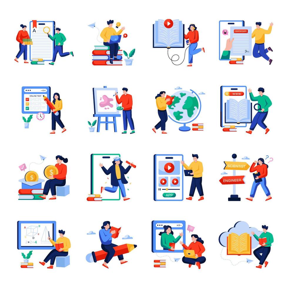 Set of Education Flat Illustrations vector