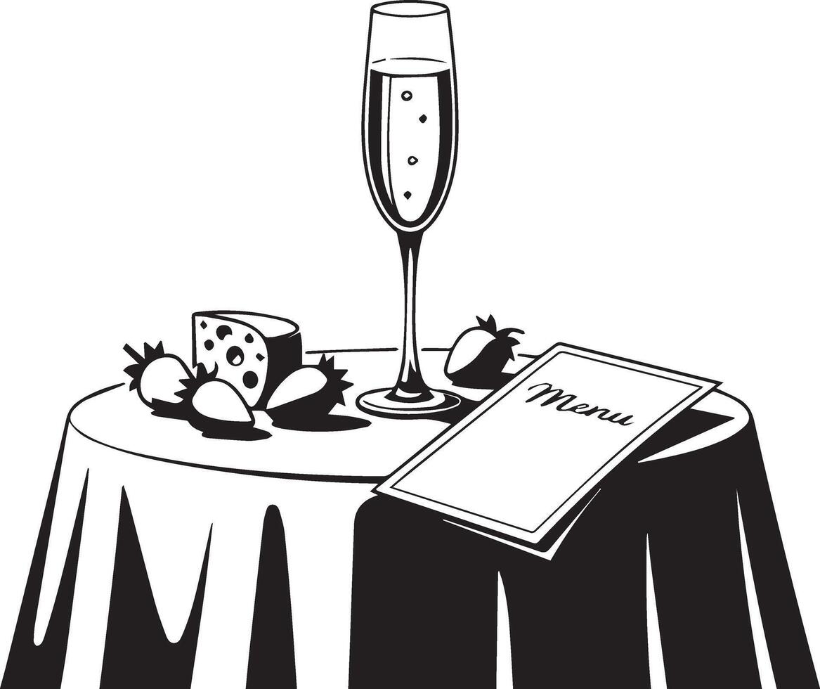 Elegant Dinner Table Setting with Champagne and Menu vector