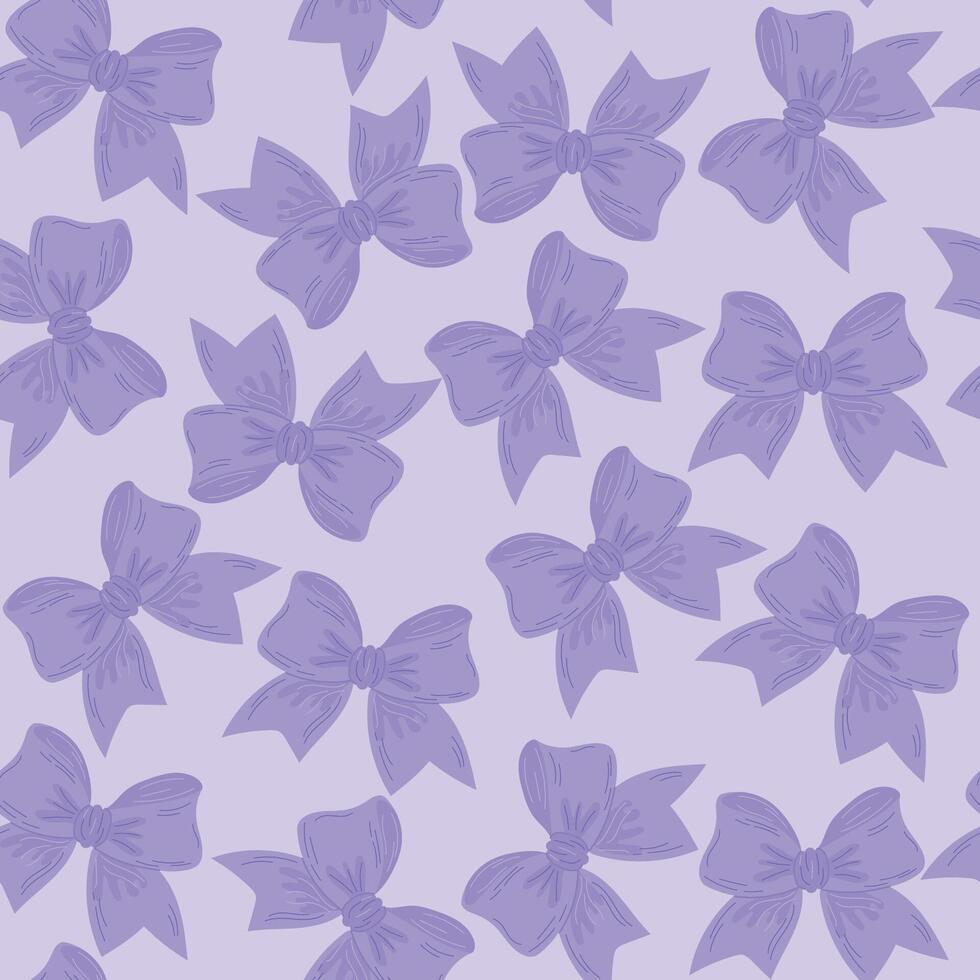 Seamless pattern of blue bows. Gift ribbons on checkered background. Coquette core cute trendy design. vector