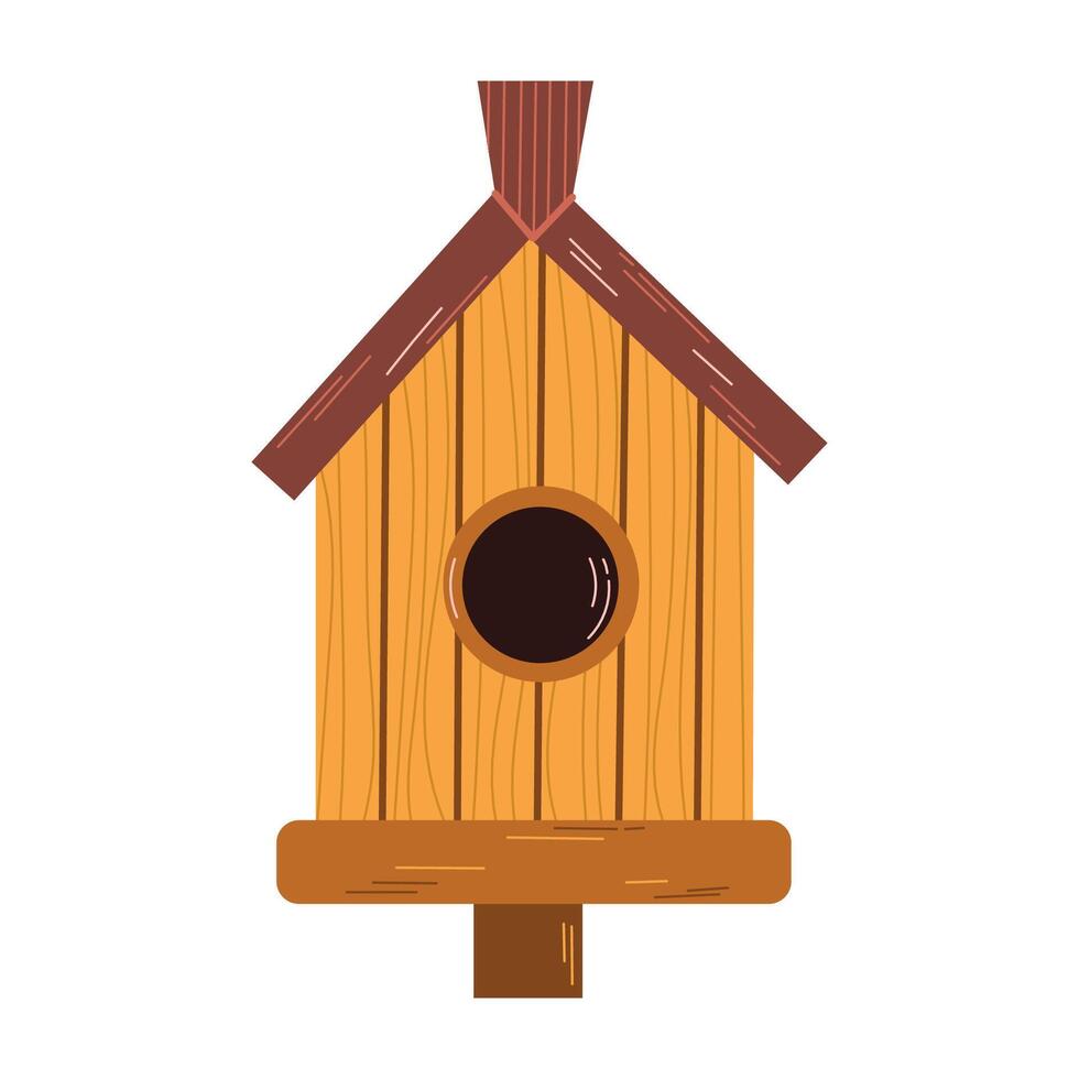 Spring birds house single element. Cute craft houses for birds flat line elements vector