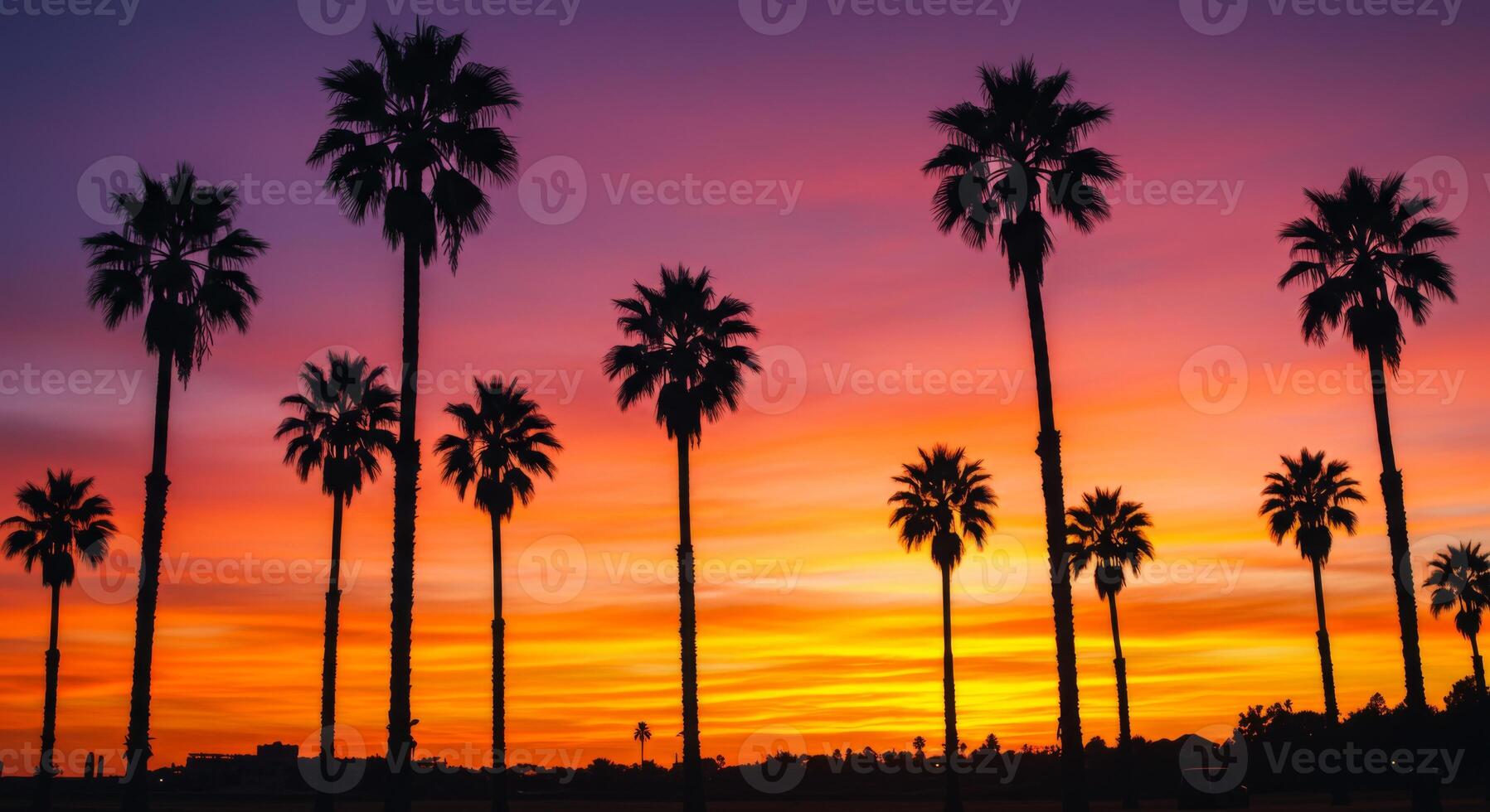 Silhouette Palm Trees at Vivid Sunset photo