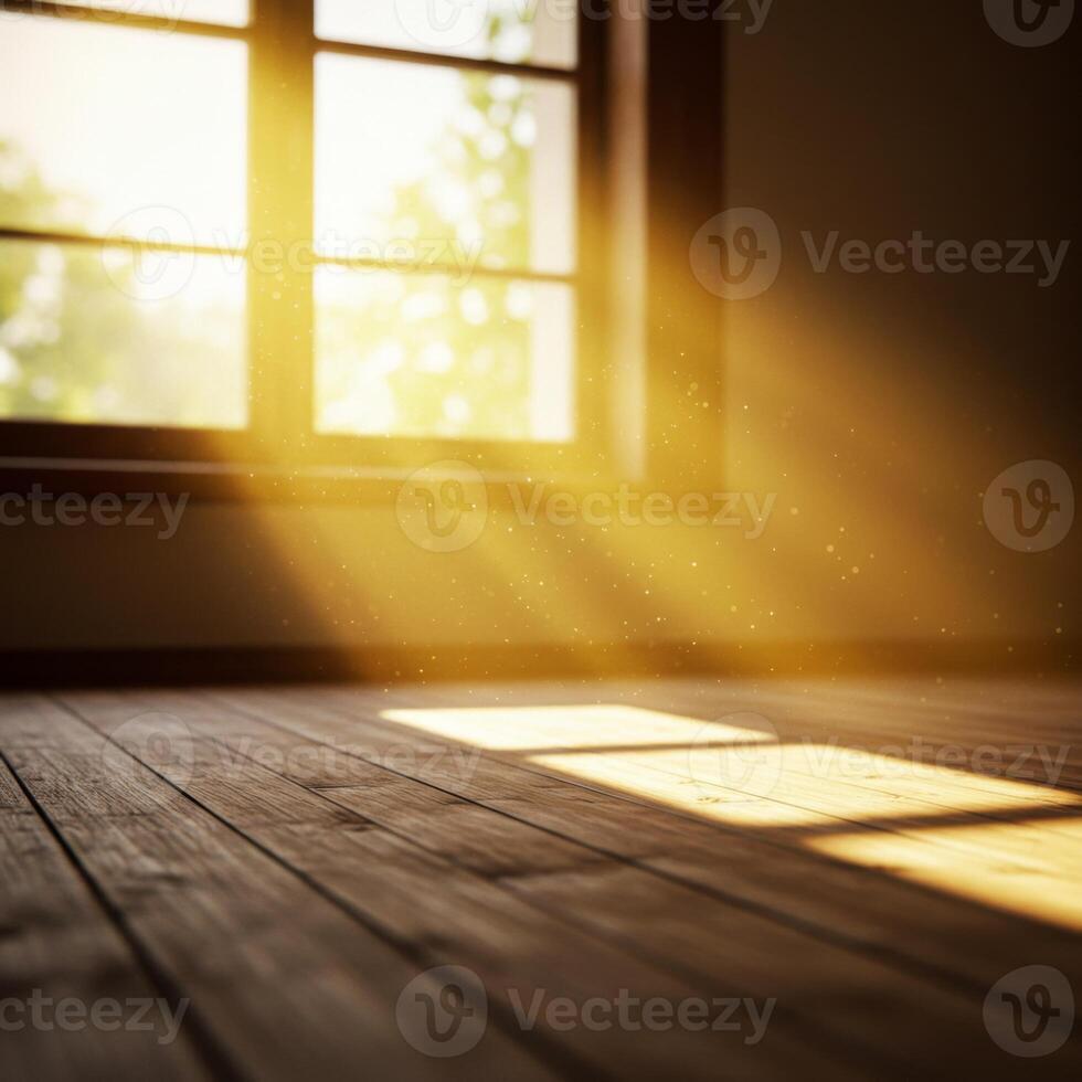 Sunlight Streaming Through Window onto Wooden Floor photo