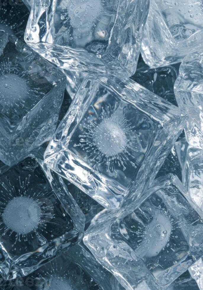 Closeup of Sparkling Ice Cubes photo