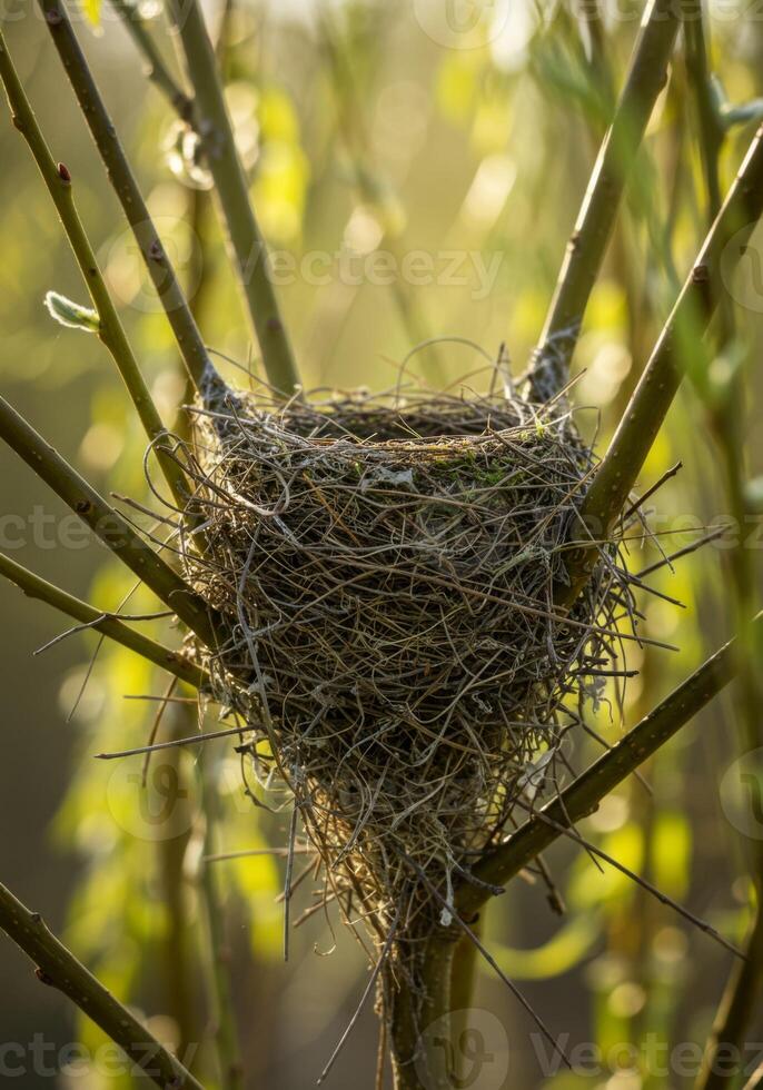 Small Bird Nest in Spring Sunlight photo