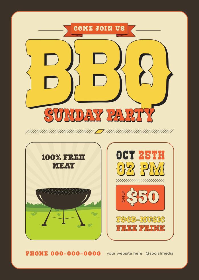 Backyard Barbecue Invitation Design vector