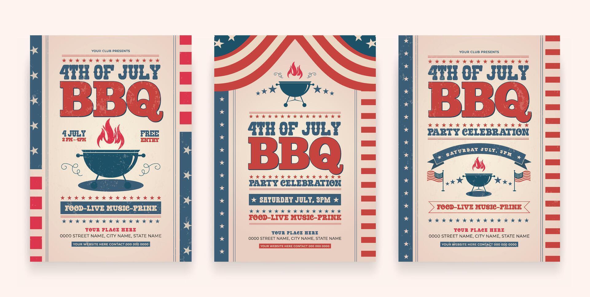American BBQ Party Celebration Flyer vector