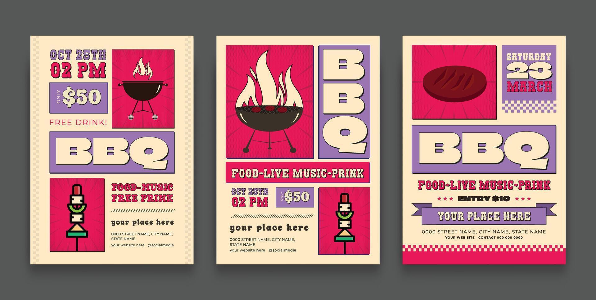 Classic BBQ Event Poster Layout vector