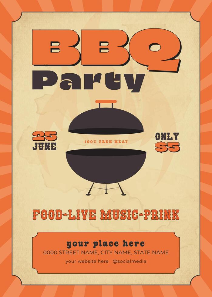 Rustic Barbecue Party Flyer vector