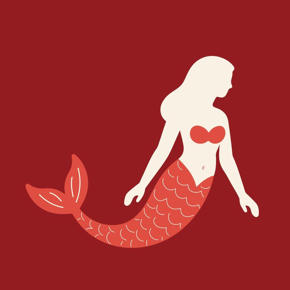 Mermaid with red tail vector
