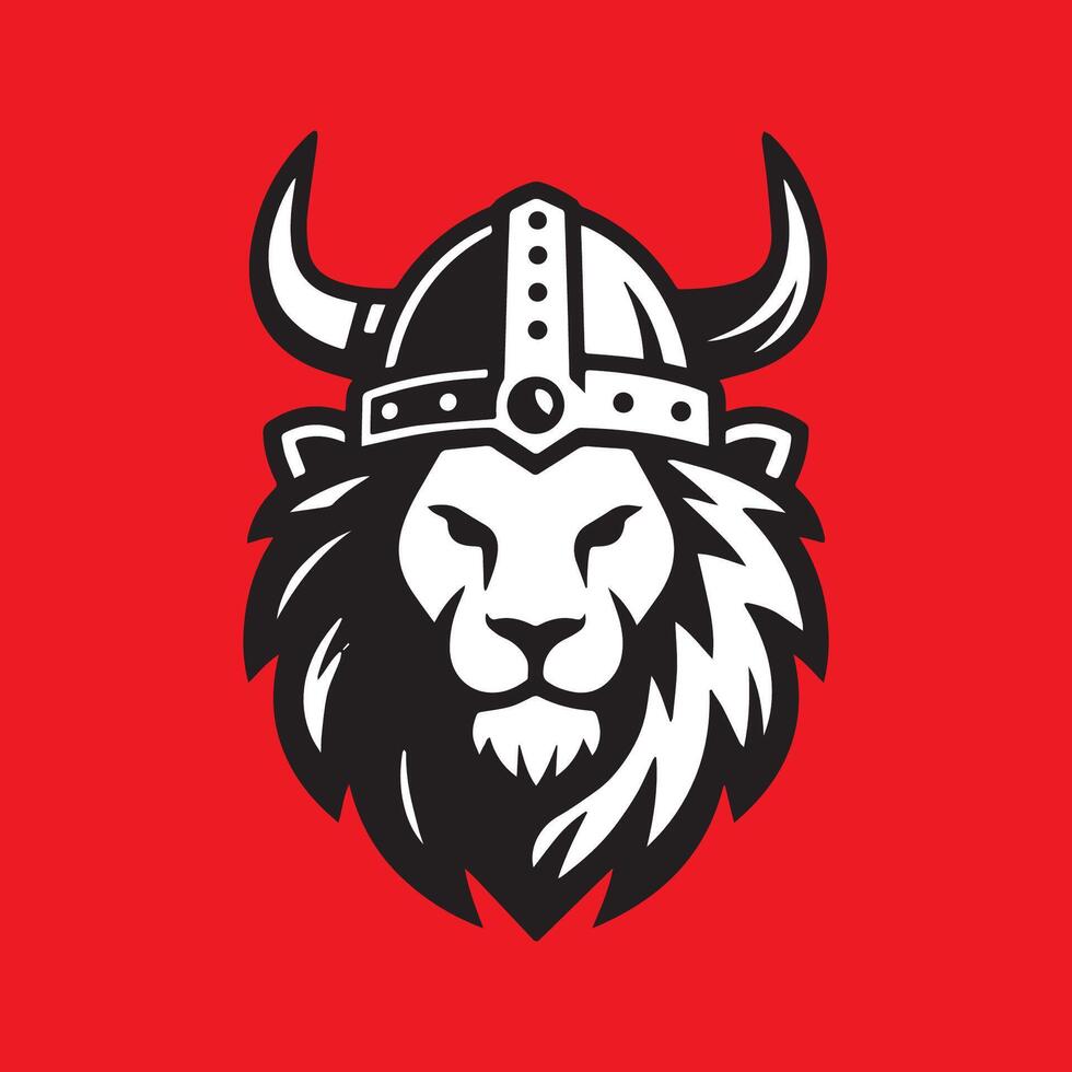 lion with a viking hat vector