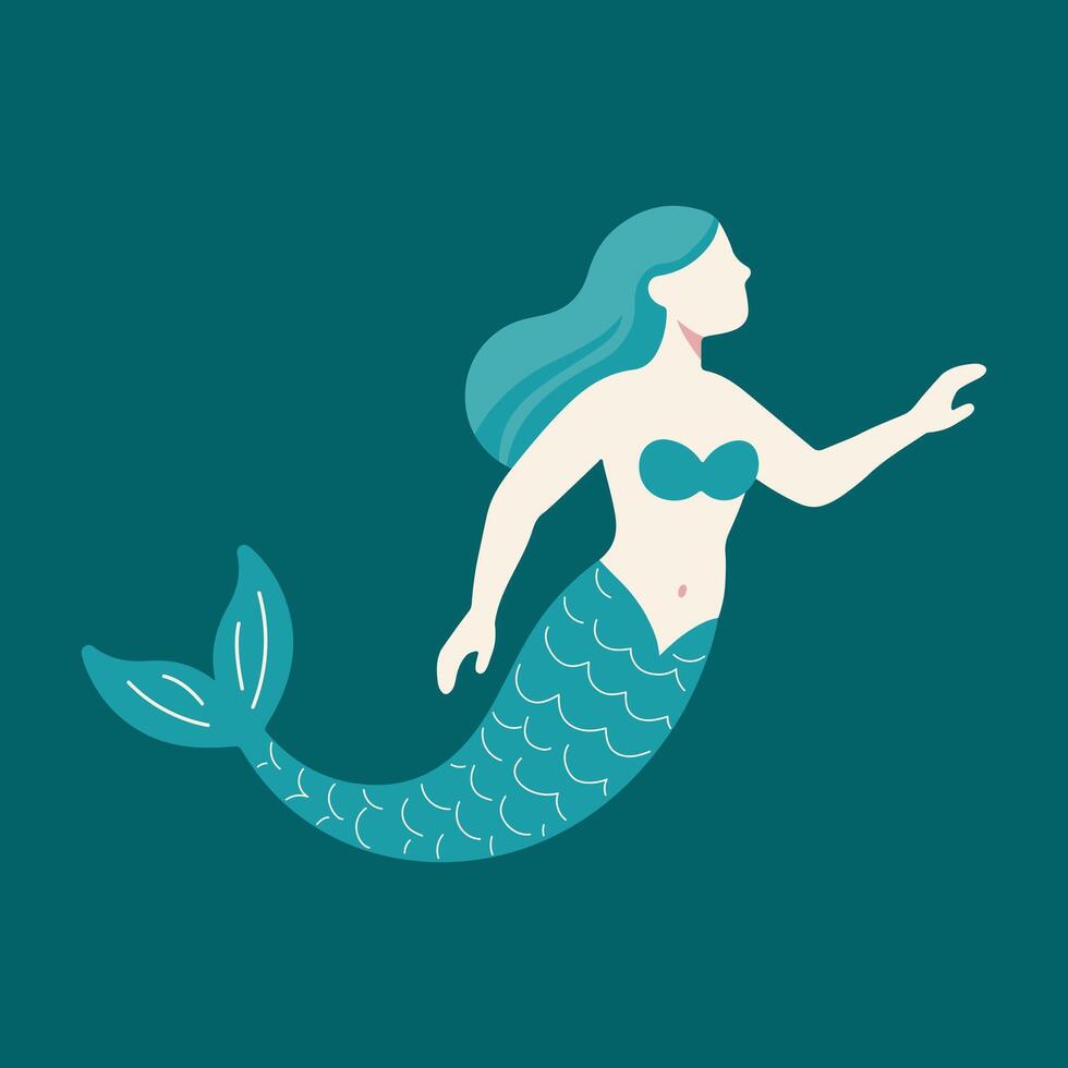 Mermaid with green tail vector