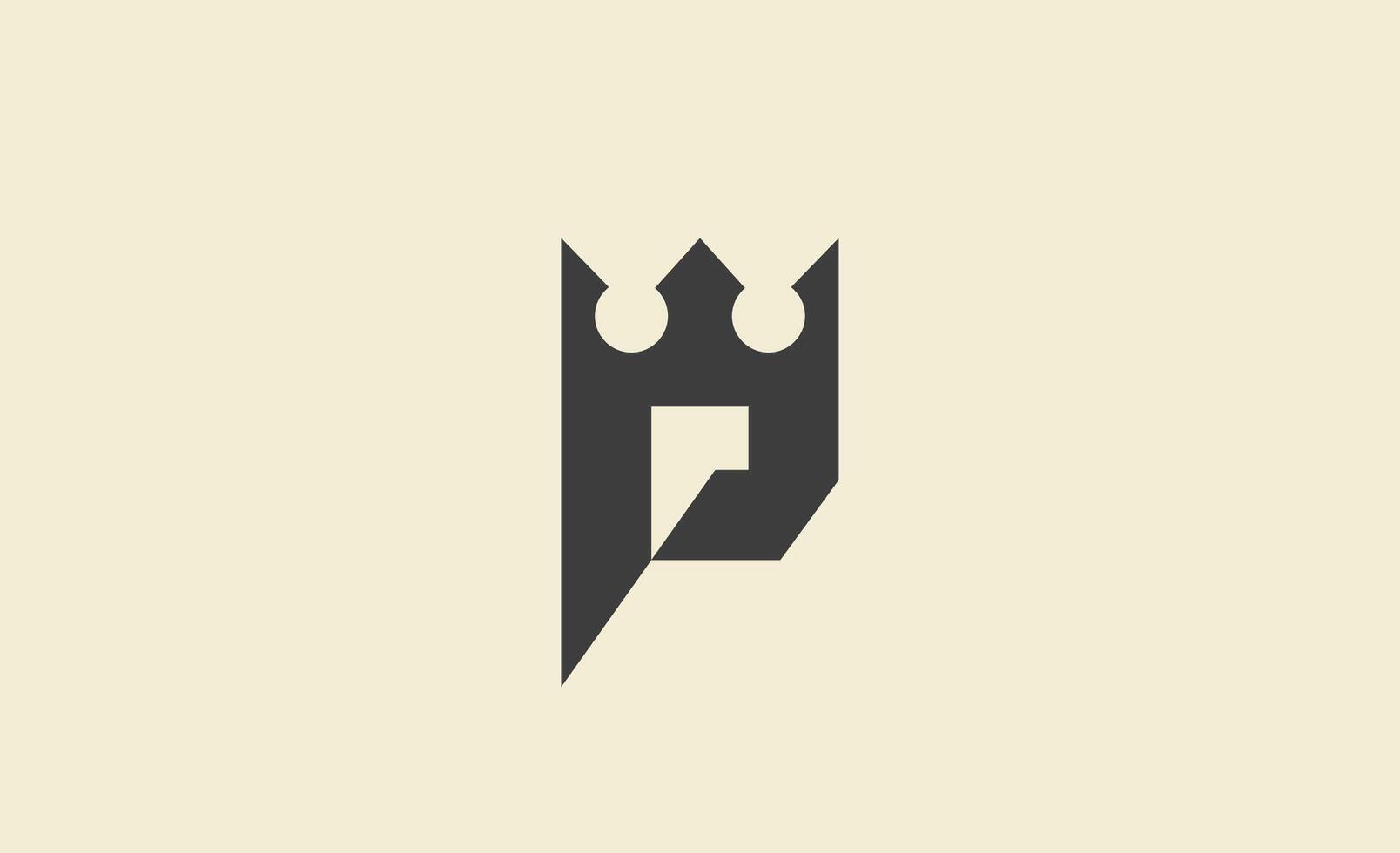 Crown Logo with Letter P. King, Elegant, Royal and Premium concept for Luxury and jewellery Brand. vector