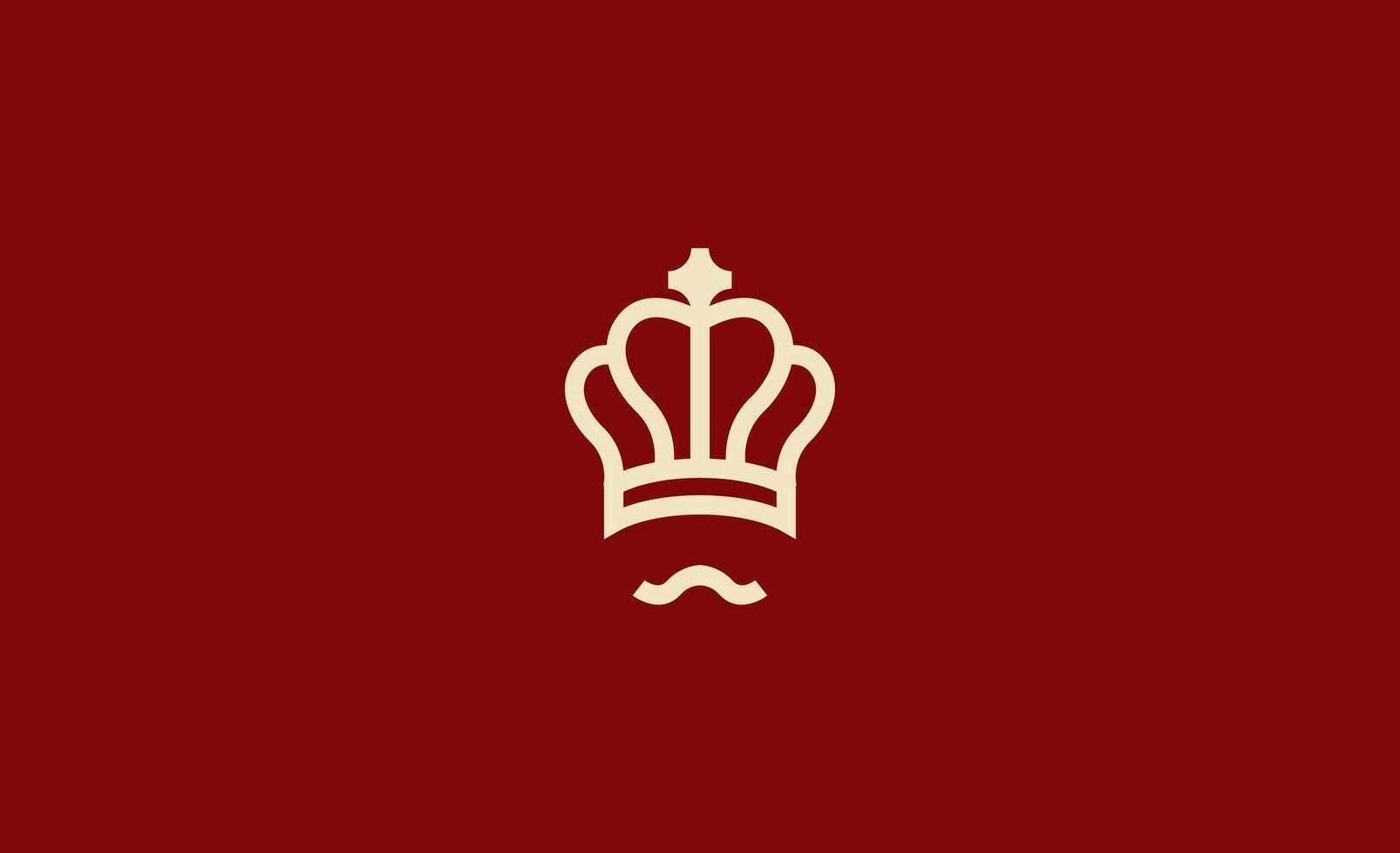 Logo King Crown and Chef with Moustache in line style. Food, Premium and Elegant concept. vector