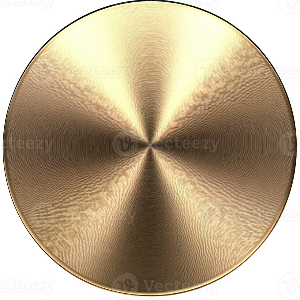 Elegant round gold metallic surface with a polished finish for design or decor purposes png