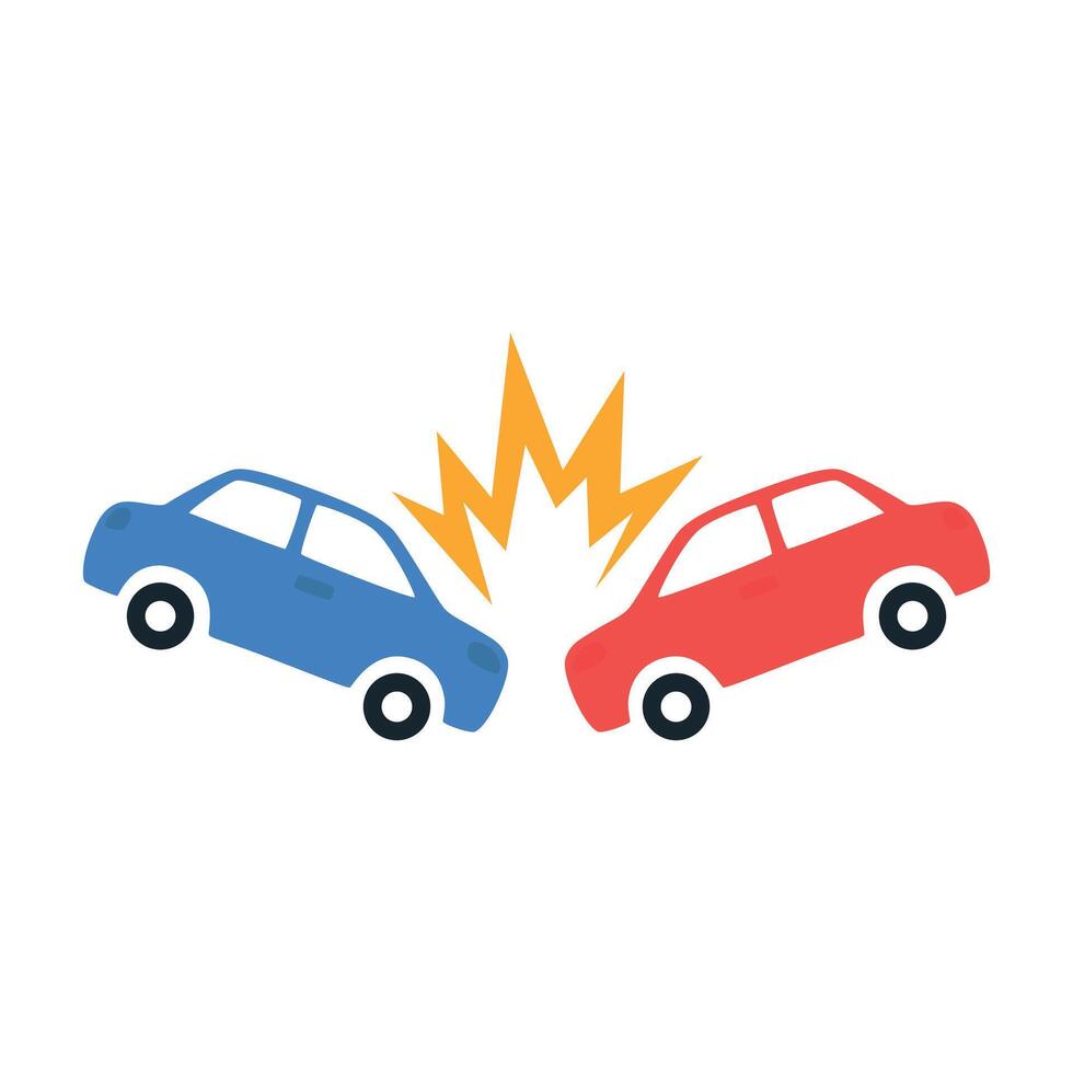 Car accident concept. Crash at road, traffic. Broken automobiles. vector