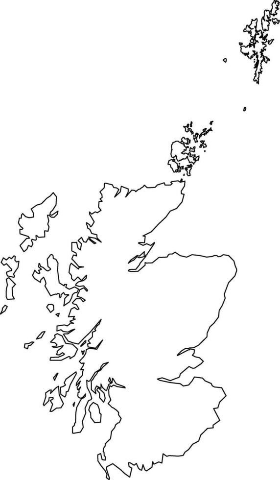 Black Outline Scotland Map Europe Country vector