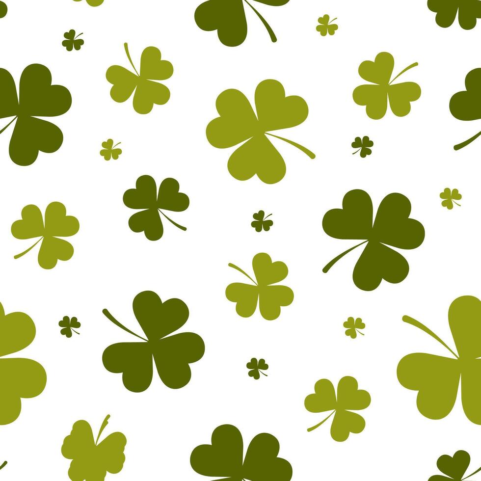 St. Patrick day seamless pattern with shamrock. Cute festive background for irish holiday. illustration in flat cartoon style. Perfect for fabric, package paper, wallpaper, greeting cards vector