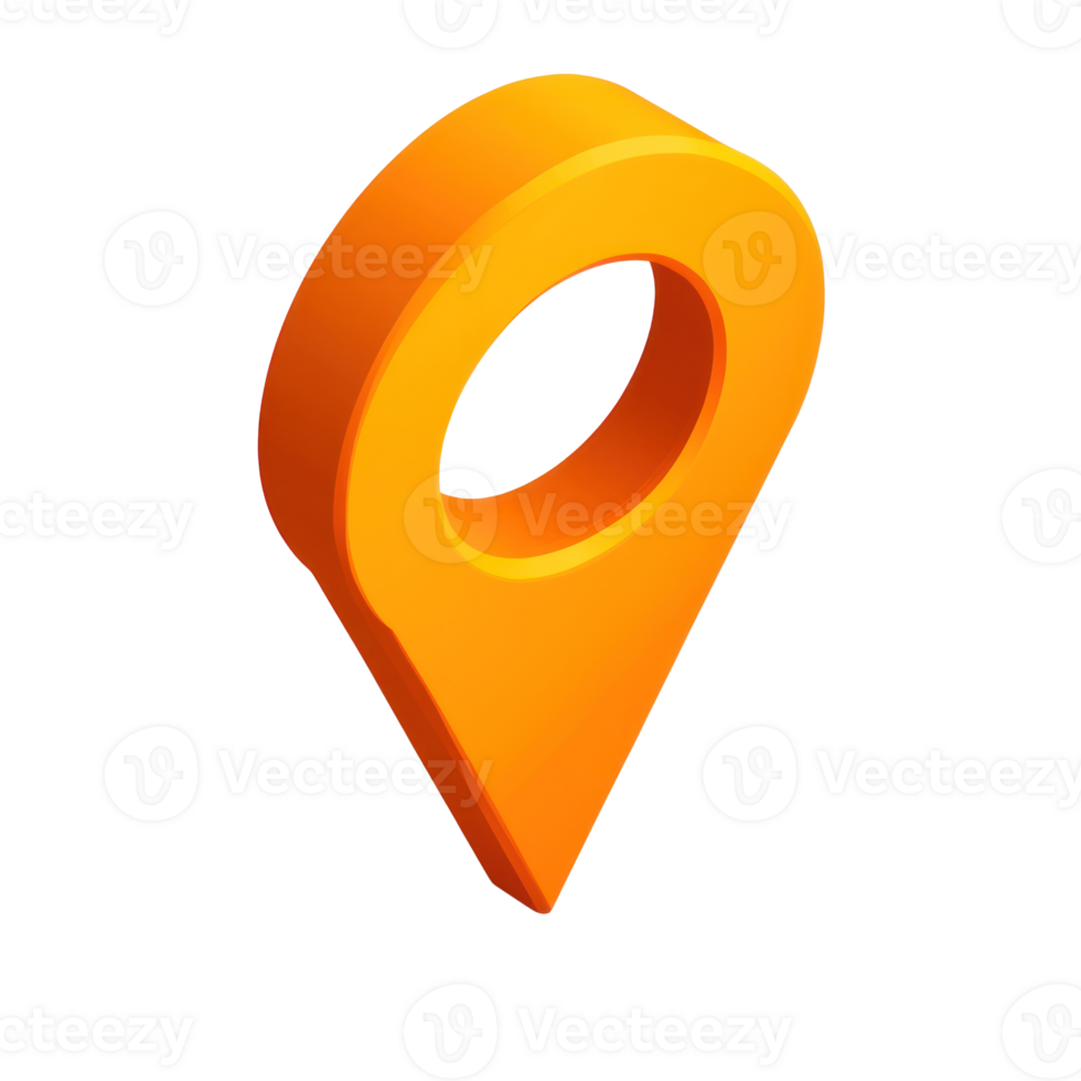Highly detailed orange location marker showcasing navigation and mapping concepts png