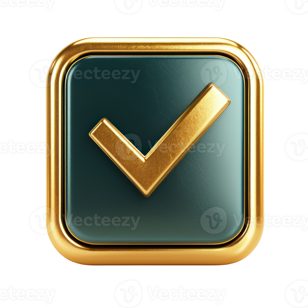 Stylish green and gold checkmark icon representing approval and confirmation in digital design png