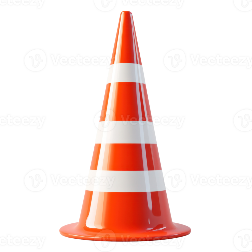 Traffic cone standing alone on a clean surface highlighting construction site caution png