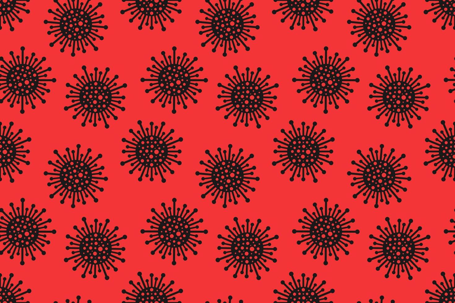 Bright red seamless aggressive virus pattern. Pandemic health danger background with abstract medical bacteria symbols. illustration for fabric, design, print, wallpaper, cover, covid concept vector