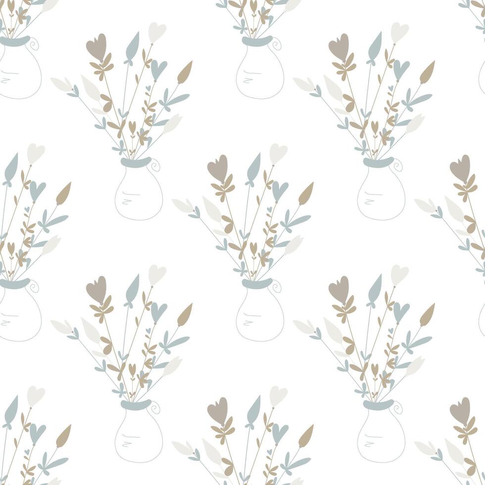 Seamless pattern with floral doodle elements. vector