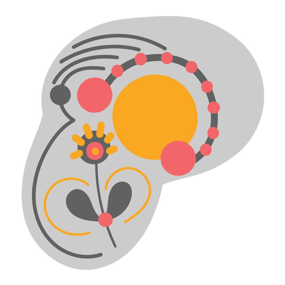 Abstract floral doodle shape. vector