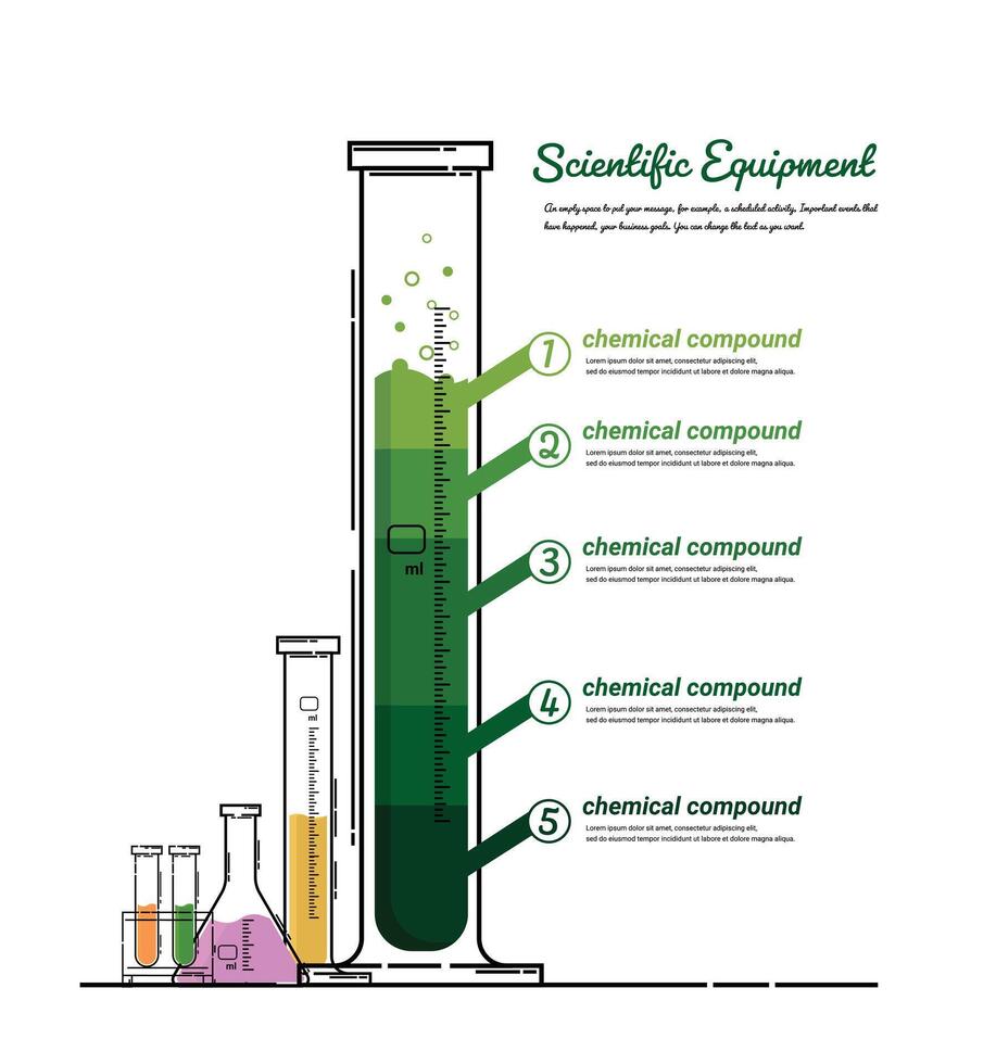 Graduated Cylinder Infographics concept, Education concept for Chemical infographic, Lab data, presentation Science, experiment report. vector