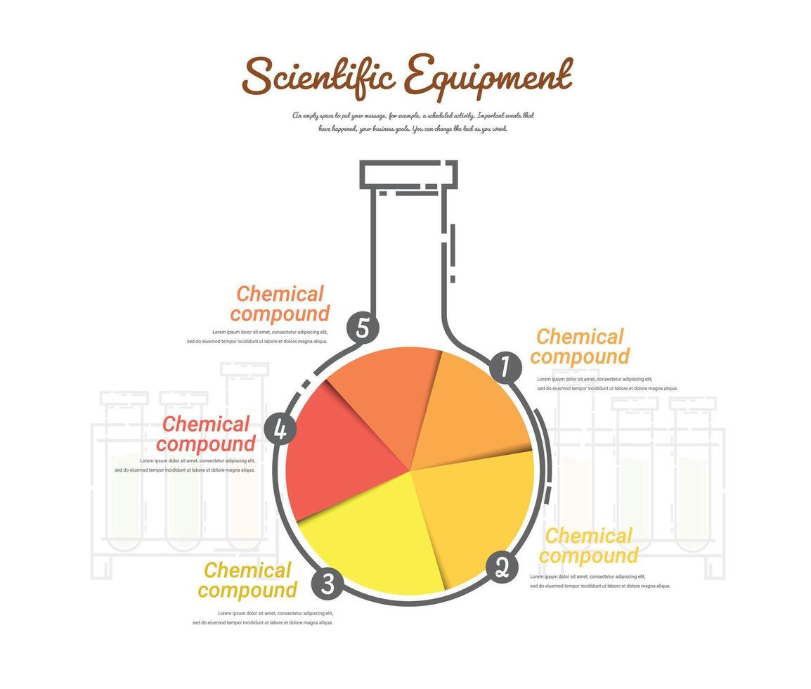 Round bottom flasks Infographics presentation concept, Education concept. vector