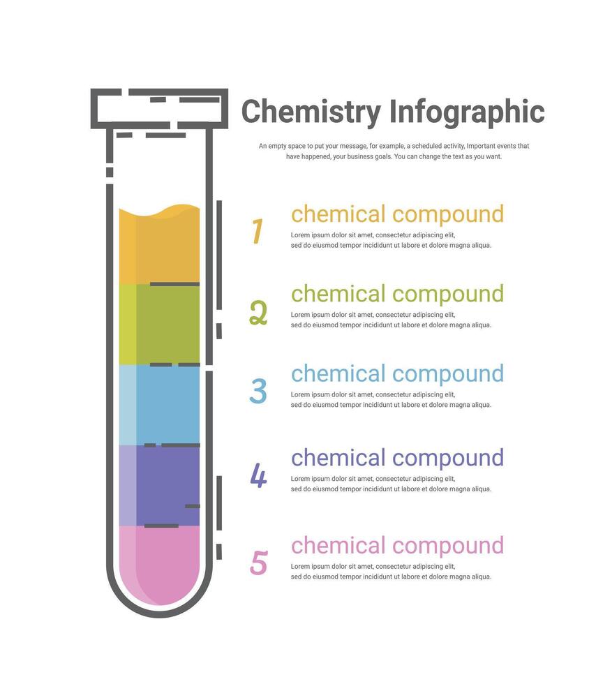 Test Tube concept for science presentation, science equipment Infographics, Flat design illustration. vector