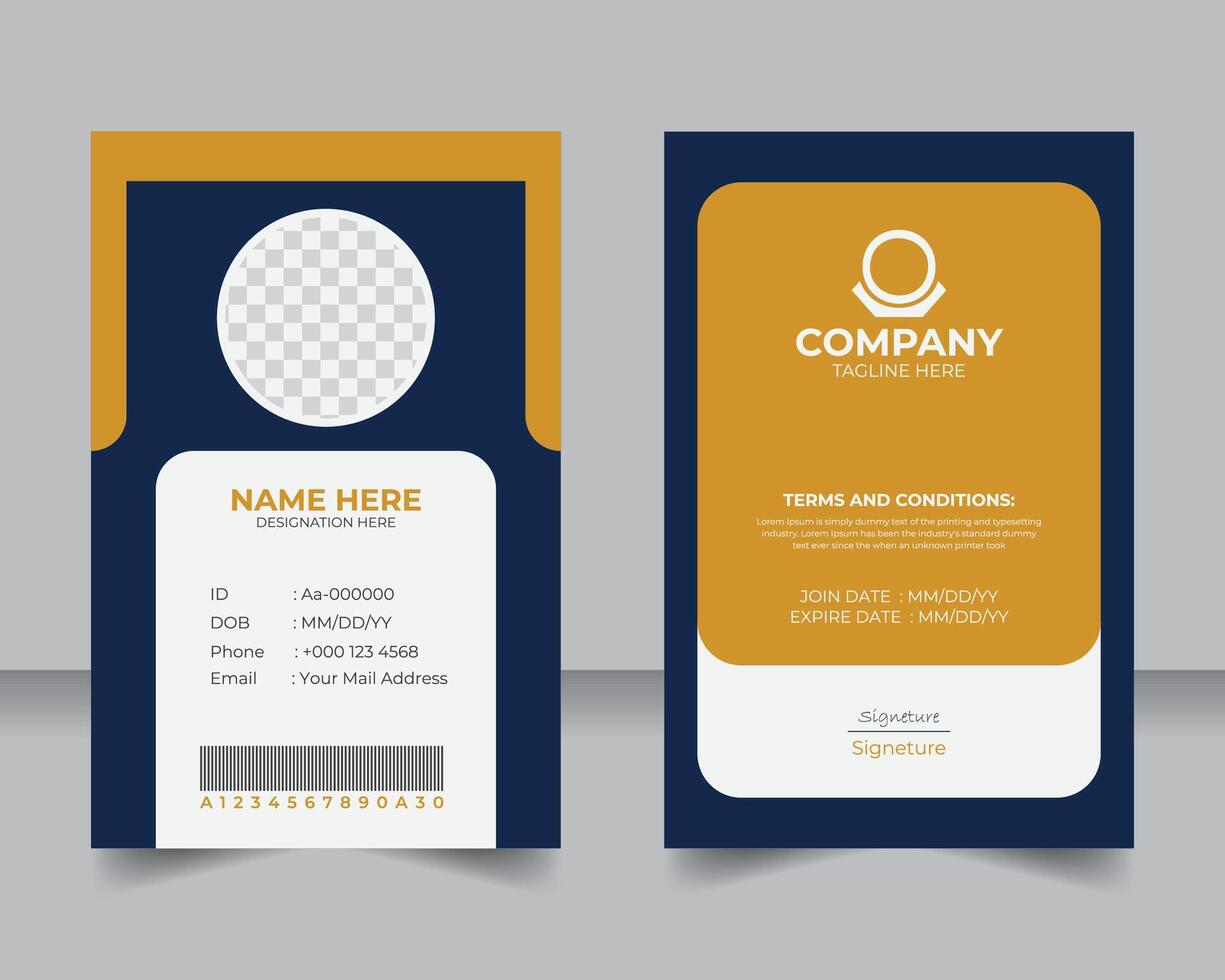 Corporate ID Card Template, Modern and Professional Design, Employee Identity Card Layout, Sleek and Modern Design vector