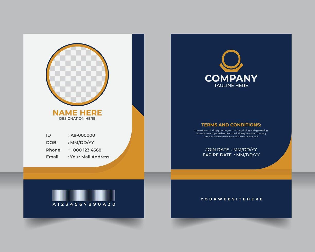 Sleek and Modern Corporate ID Card Template, Fully Customizable Staff Badge Design, Professional Staff ID Card Design, Clean, Modern, and Easy to Edit Template vector