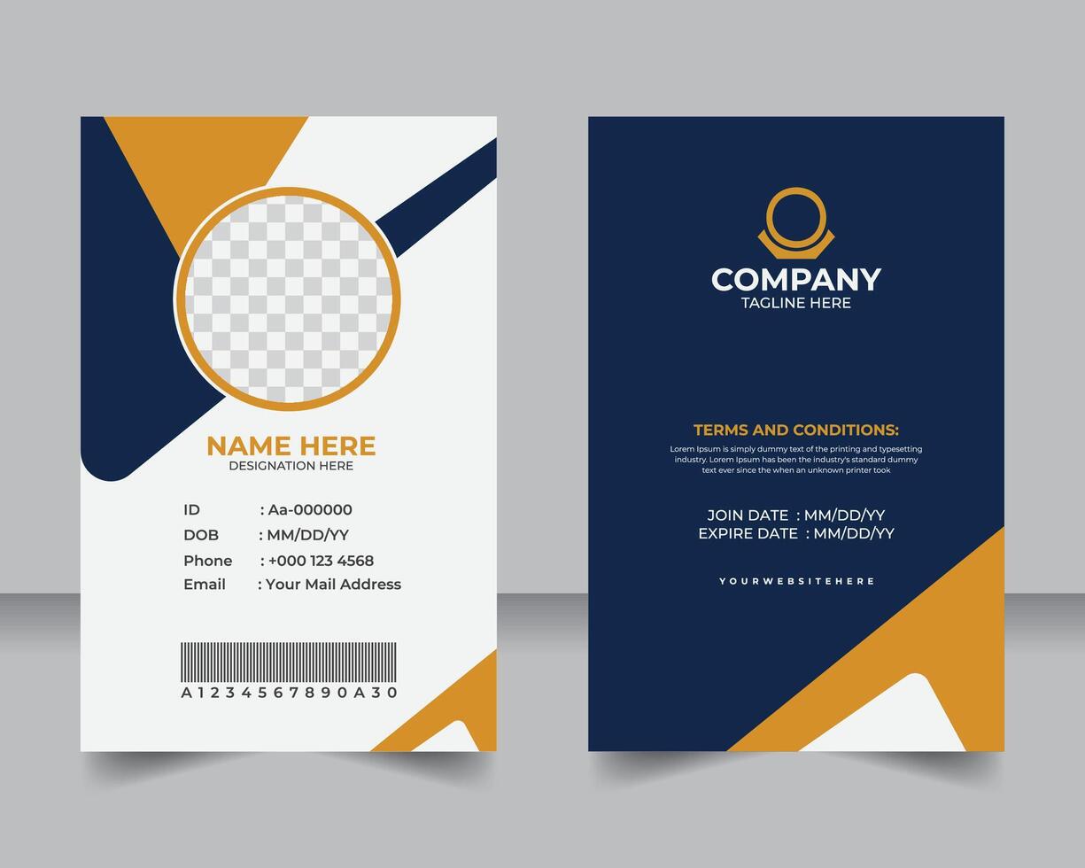 Professional Business ID Card, Modern Layout with Clean, Editable Design, Sleek Corporate ID Template, Minimalist and Fully Customizable Staff Card vector