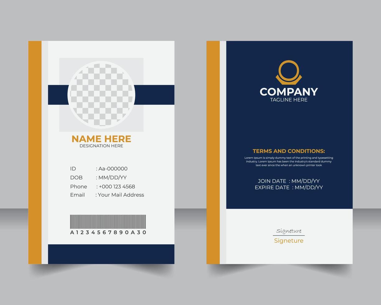 Modern Company ID Card Template, Clean and Minimal Style, Professional Identity Badge Design for Employees and Staff vector
