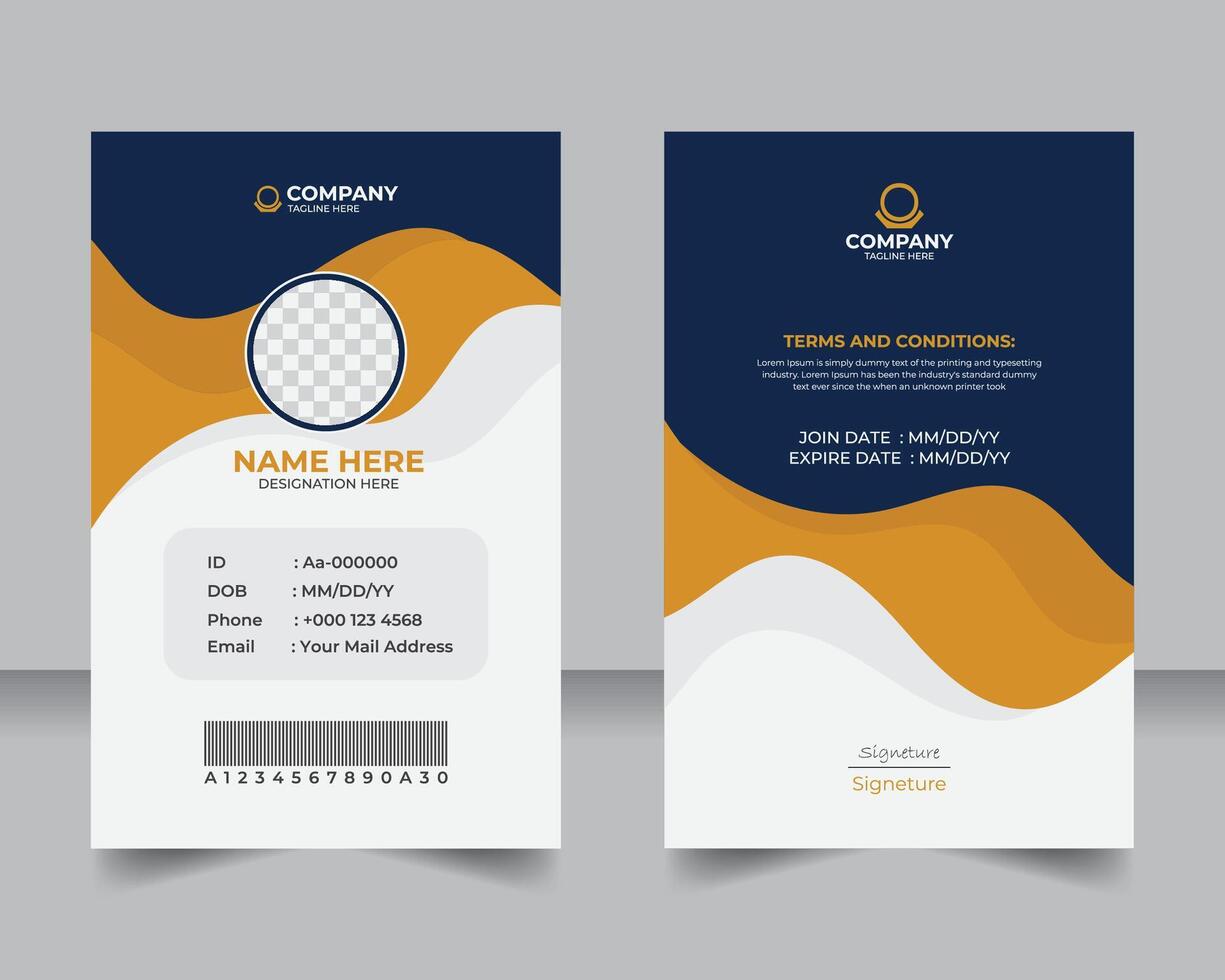 Customizable Corporate ID Badge, Minimalist and Elegant Staff Card Design, Modern Employee ID Card Template, Clean Layout for Professional Use vector