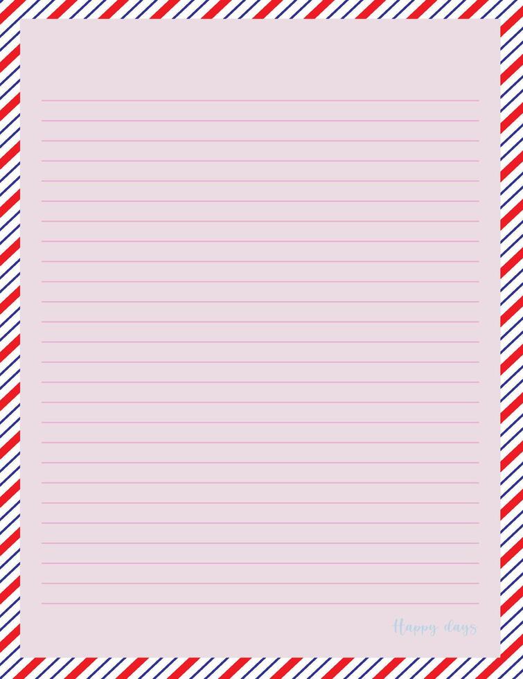 Pink lined paper with red and blue diagonal line frames. This paper is suitable for writing notes or letters with a cheerful and attractive design vector