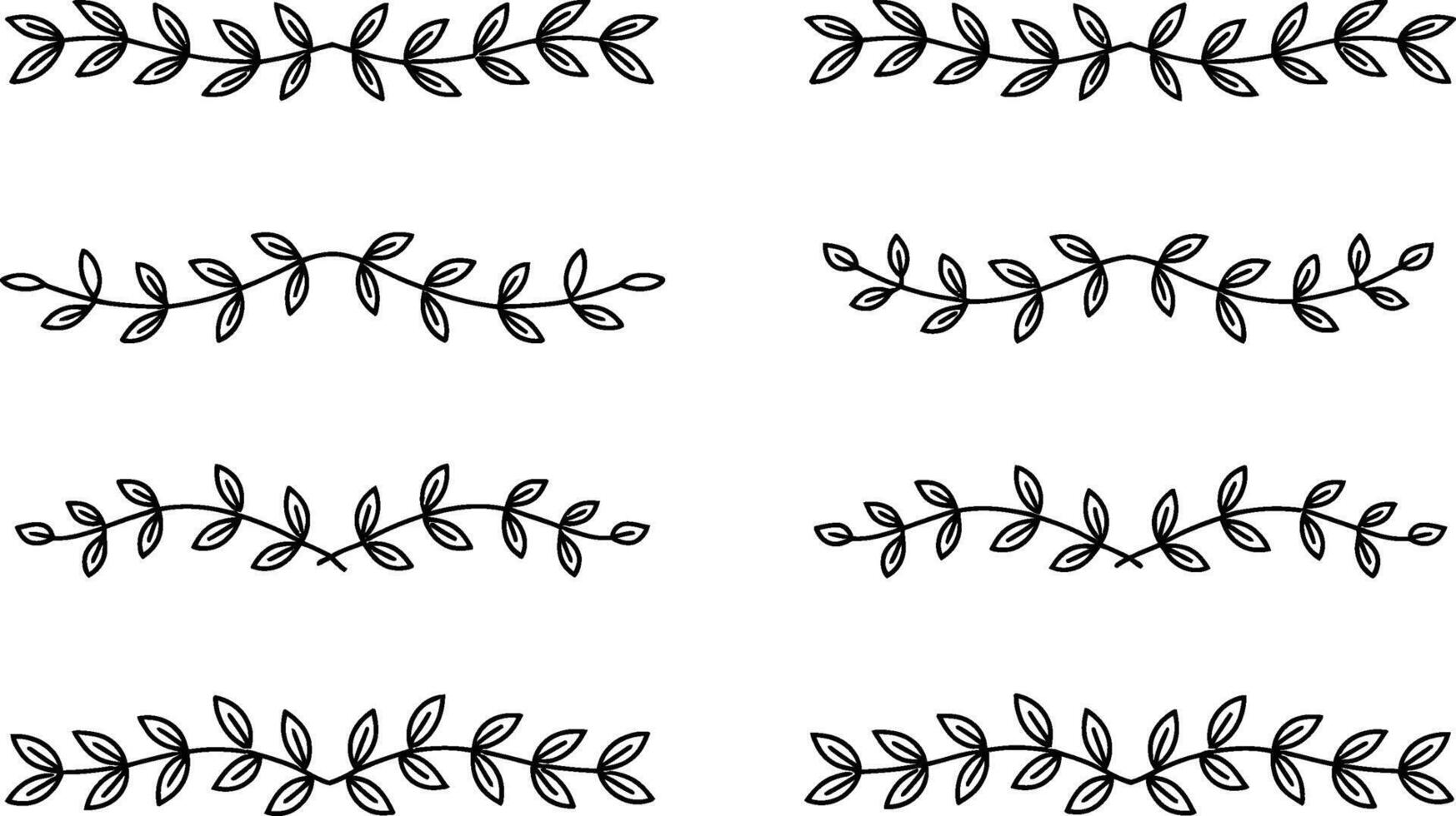 Hand drawn floral dividers and borders with simple leaf design elements vector