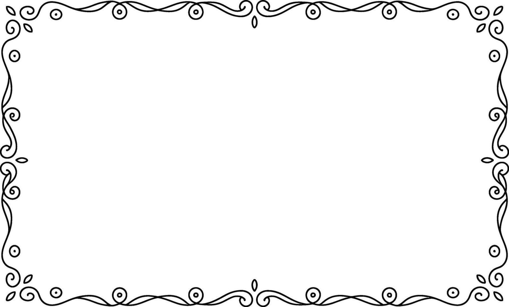 Decorative black and white frame ornament border with swirls and floral elements vector