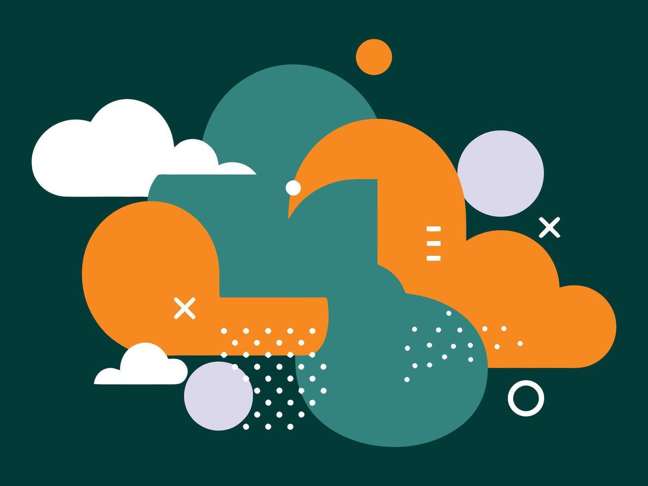 Abstract Composition of Organic Shapes in Teal, Orange, and White vector