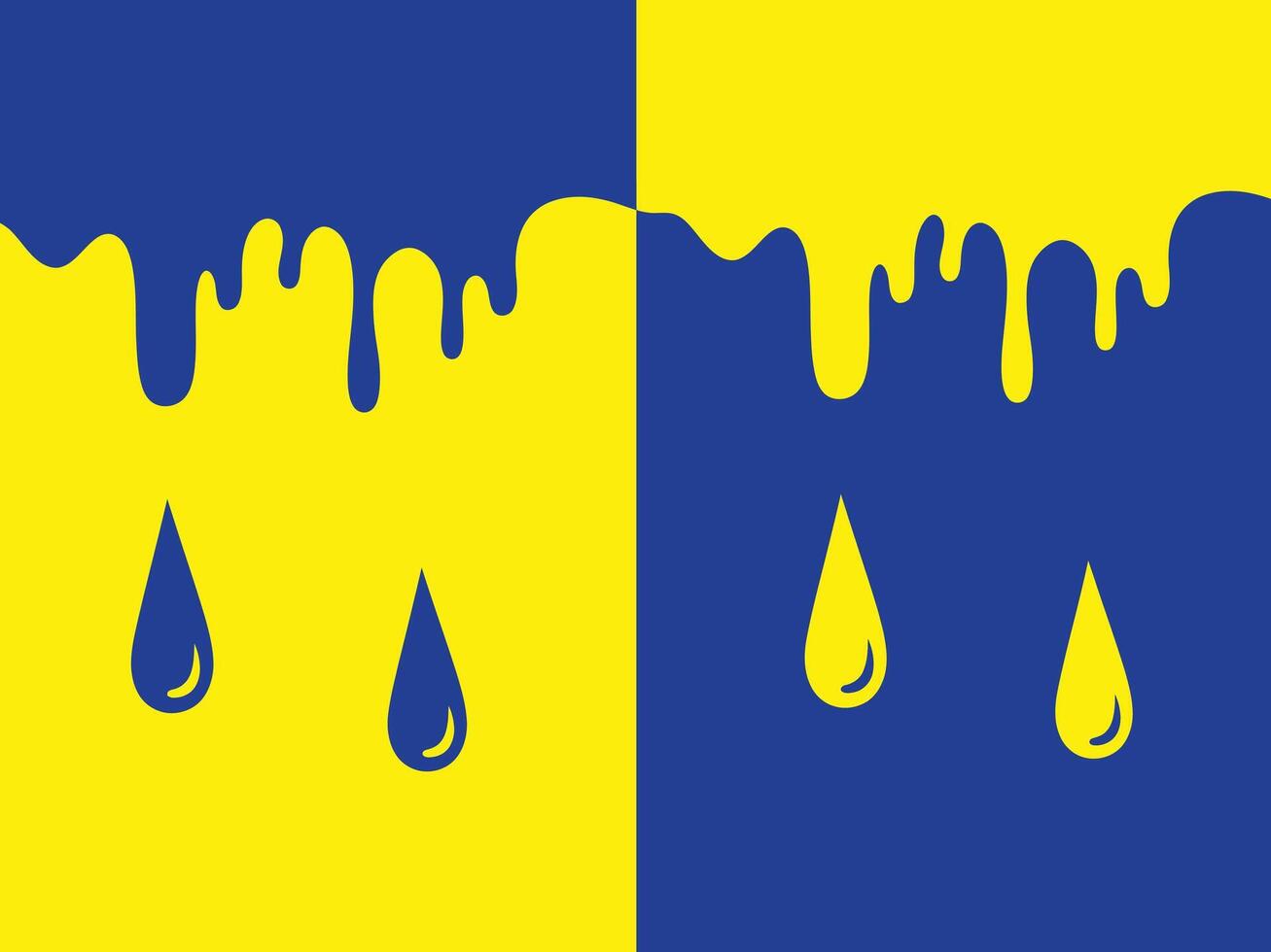Dripping Blue and Yellow Paint with Falling Drops vector